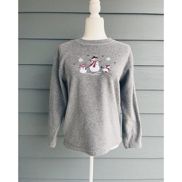 SO Sweaters - 𝅺CUTE Gray Winter Snowman Pullover Sweater Christmas M